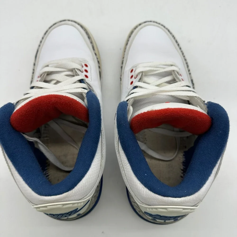 Nike 854262-106 Mens 8.5 Air Jordan 3 White Cement True Blue Retro OG Sneakers